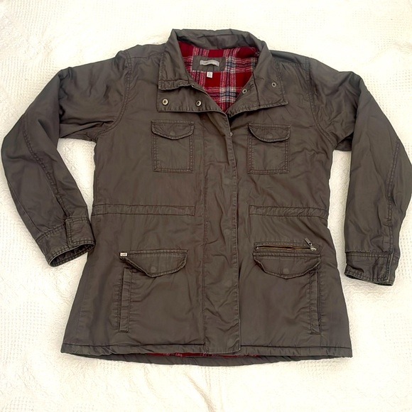 Horny Toad Flannel Lined Utility Jacket Coat Women’s Large Organic Cotton - Picture 1 of 16